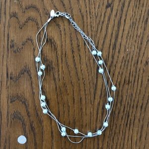 Lia Sophia Layered Pearl Necklace - Silver